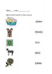English worksheet: Letter Z Recognition