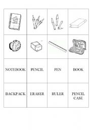 English worksheet: school materials