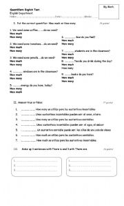 English worksheet: Quantifiers