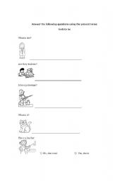 English worksheet: Verb to be