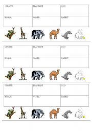 English worksheet: animals