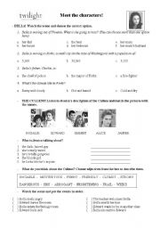 English Worksheet: Twilight Part 1 - Meet the Characters