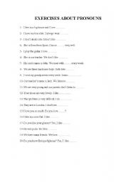 English Worksheet: EXERCISES ABOUT PRONOUNS
