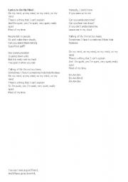 English Worksheet: on my mind lyrics