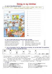 English Worksheet: dining in my kitchen