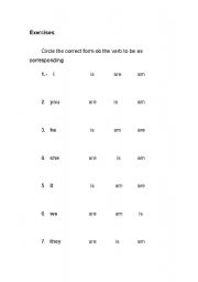 English Worksheet: verb to be