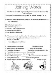 English worksheet: Conjunctions