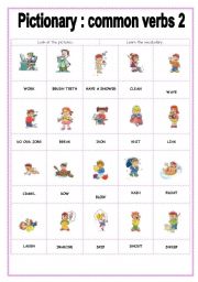 English Worksheet: pictionary common verbs 2