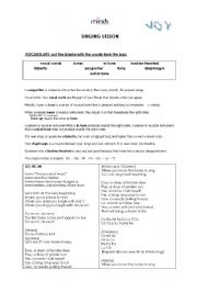 English Worksheet: Singing class.teachers guide ( based on a scene The Sound of Music - Novia Rebelde )