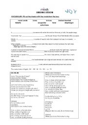English worksheet: Singigng class ( studentscopy )