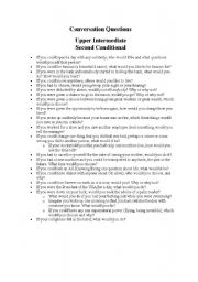 English Worksheet: Conversation Questions