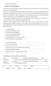 English Worksheet: reading comprehension and complete the paragraph