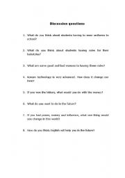 English worksheet: Discussion Questions