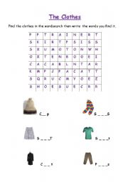 English worksheet: the clothes