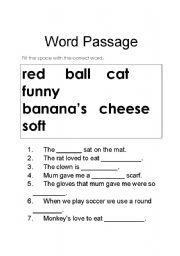 English worksheet: Word Passage