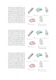 English worksheet: grooming objects wordsearch