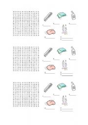 English Worksheet: grooming objects wordsearch