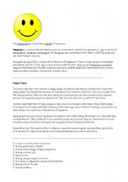 English Worksheet: Happiness