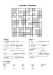English Worksheet: Past Simple crossword puzzle