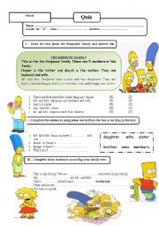 English Worksheet: the simponss family