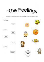 English worksheets: The Feelings-Matching activity