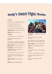 English worksheet: Summer Nights Sandys version