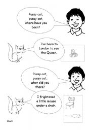 English Worksheet: Pussy cat rhyme with teachers notes (1/3)