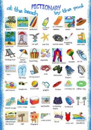 English Worksheet: AT THE BEACH - PICTIONARY