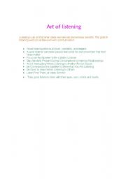 English worksheet: art of listening 