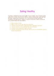 English worksheet: eating healthy 