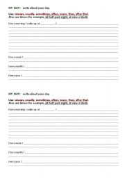 English worksheet: Present Simple Writing Exercise: My Day