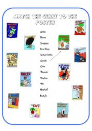 English Worksheet: **** Match the Movie Genre to the Poster ***** Funny Movie Posters ****