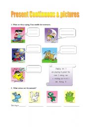 English worksheet: present continuous