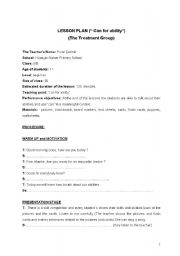 English Worksheet: can for ability task based