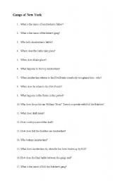 English Worksheet: Gangs of New York - Questions