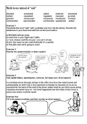 English Worksheet: Words to use instead of SAID