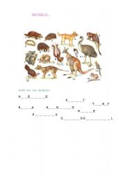 English worksheet: Animals