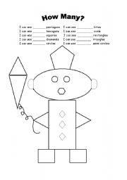 English Worksheet: Shapes and Numbers