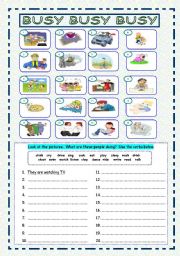 English Worksheet: present continuous sheet