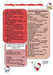 English Worksheet: INDEFINITE PRONOUNS(-thing)