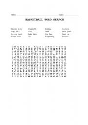 English Worksheet: Basketball Word Search