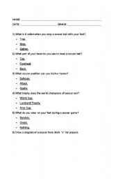 English Worksheet: Soccer Worksheet