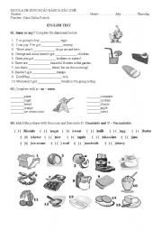 English Worksheet: countable and uncoutable nouns 