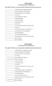 English Worksheet: Twilight Part 3