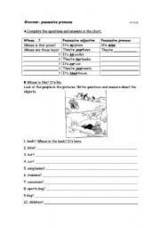 English Worksheet: Possessive Pronouns