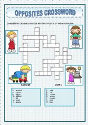 English Worksheet: OPPOSITES - CROSSWORD