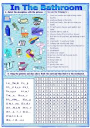 Match & Find In The Bathroom Worksheet