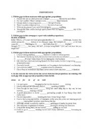 English worksheet: prepositions