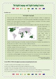 English Worksheet: The English Language and English-Speaking Countries