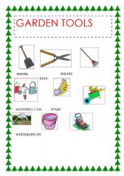 English Worksheets Garden Tools